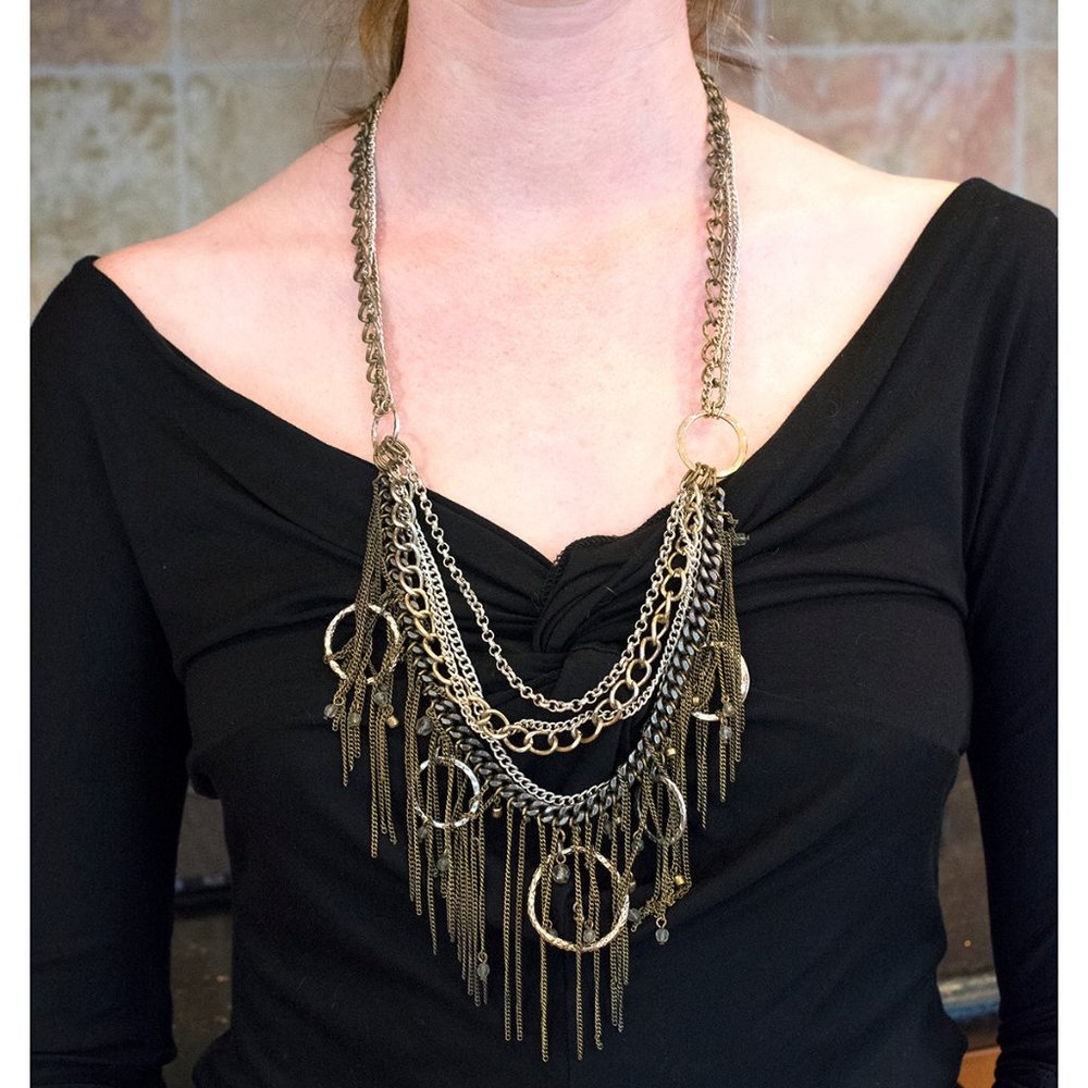 Edgy Multi Strand Metal Necklace from Henri Bendel